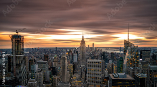 Canvas Print New York skyline from Top of the Rock Rockefeller center in USA at sunset blue h