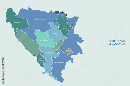 bosnia map in european country . bosnia and herzegovina vector map.