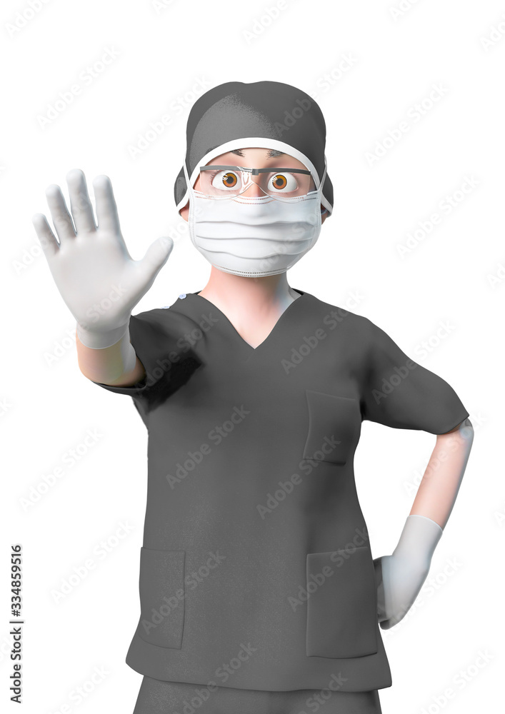 doctor cartoon is saying to stop there in white background doctor cartoon is saying to stop there in white background