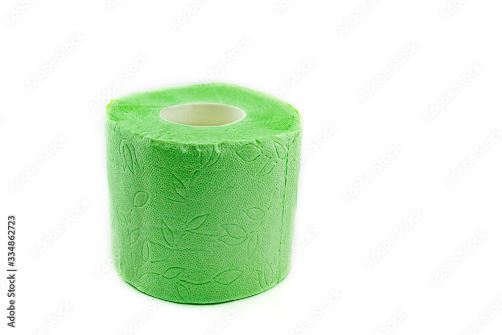 green toilet paper on a white background, hygiene product green toilet paper on a white background, hygiene product
