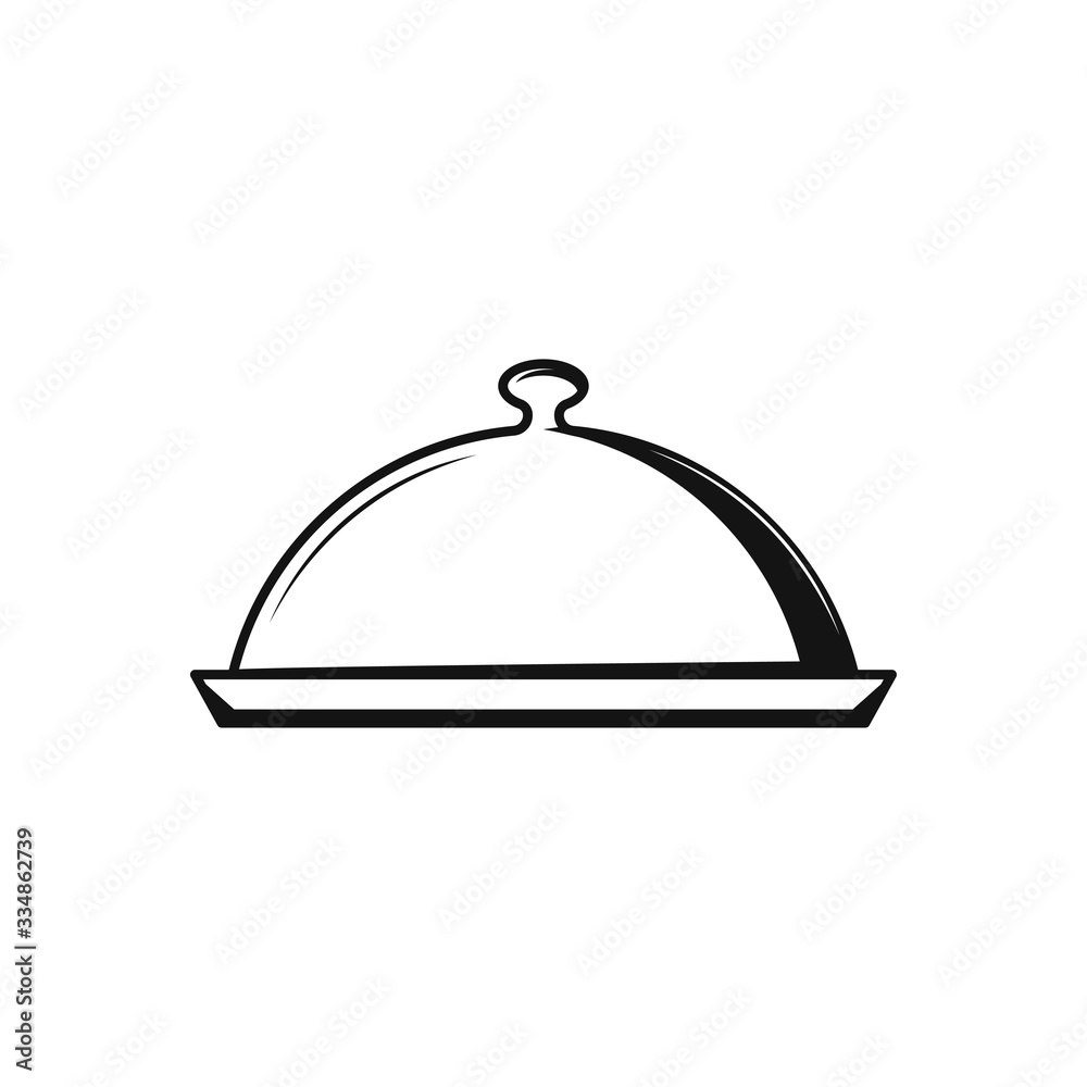 Covered dish line icon on white back. Concept. Covered dish line icon on white back. Concept.