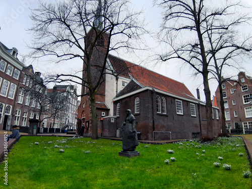 silent and religious residential park of the beguines in amsterdam