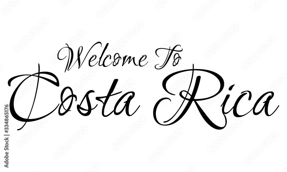 Welcome To Costa Rica Creative Cursive Grungy Typographic Text on White Background