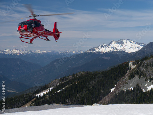 helicopter over mountain
