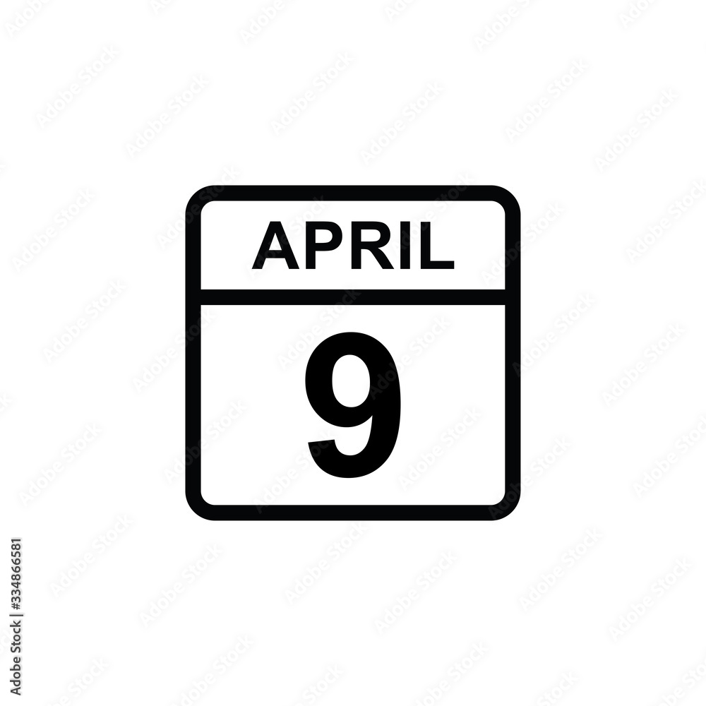 calendar - April 9 icon illustration isolated vector sign symbol calendar - April 9 icon illustration isolated vector sign symbol