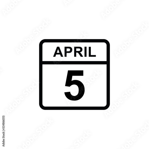 calendar - April 5 icon illustration isolated vector sign symbol