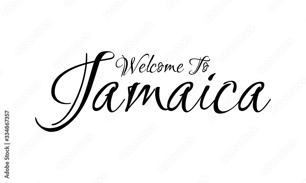 Welcome To Jamaica Creative Cursive Grungy Typographic Text on White Background