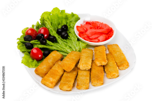Fried fish sticks with vegetable