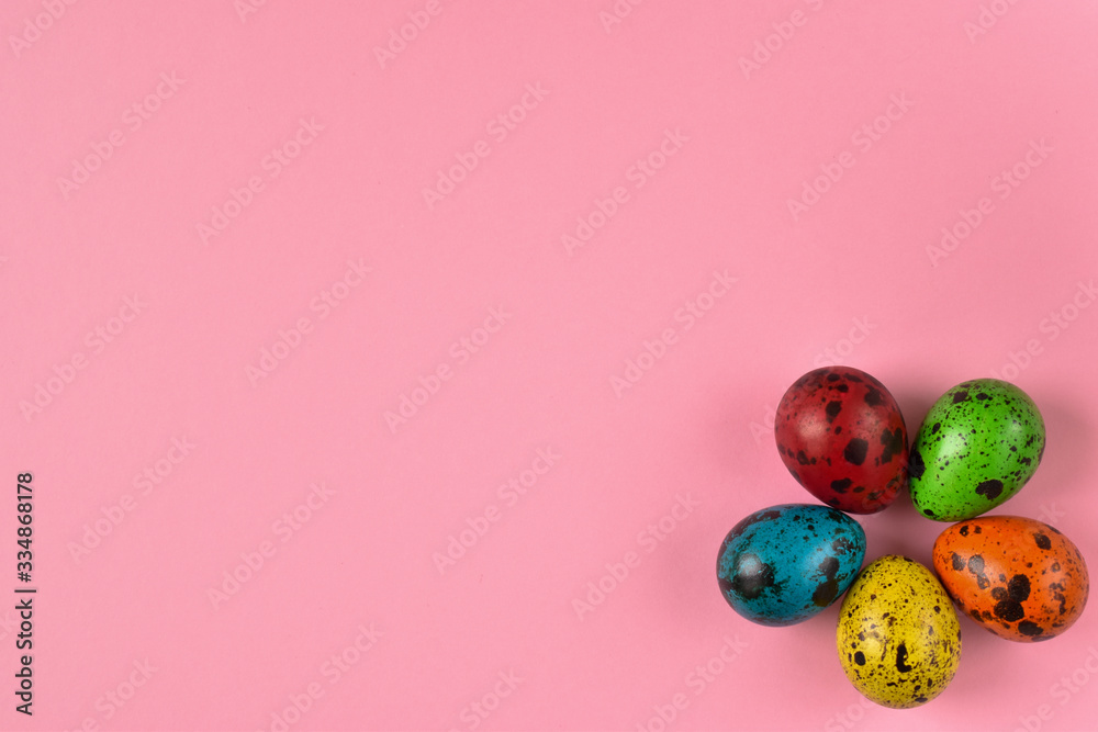 Happy Easter. Easter card. Easter card. Natural colored eggs. Quail eggs