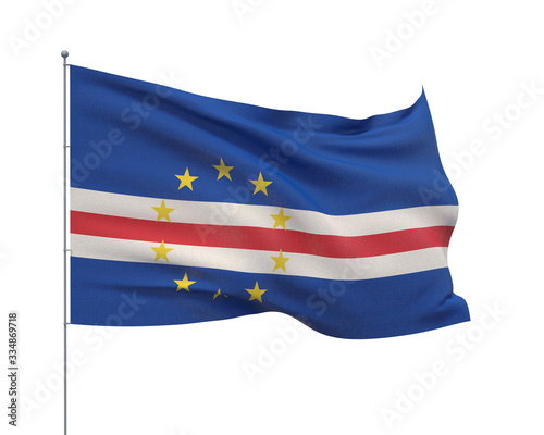 Waving flags of the world - flag of Cape Verde. Isolated on WHITE background 3D illustration.