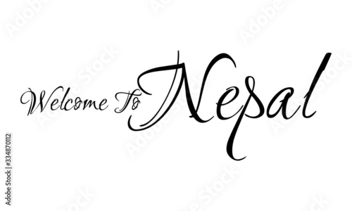 Welcome To Nepal Creative Cursive Grungy Typographic Text on White Background