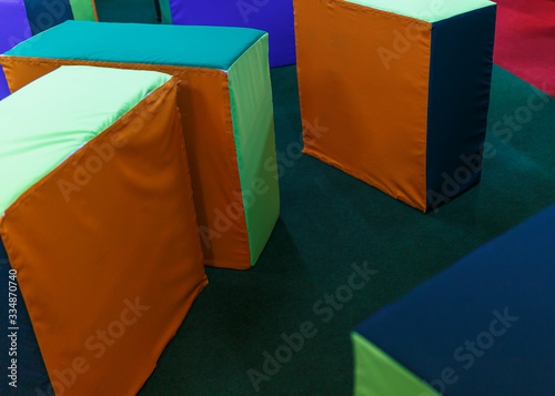 Large soft cubes for playing children in the playroom