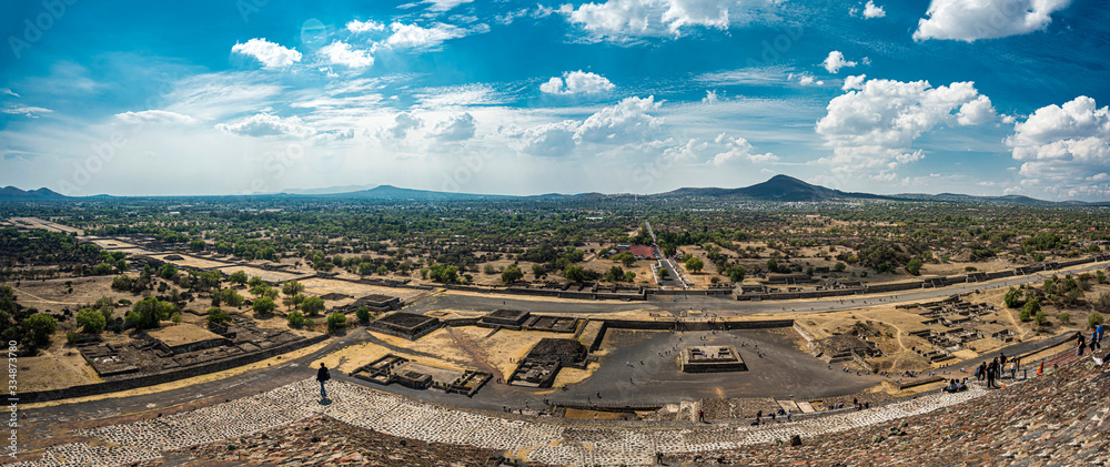 panorama of Teotihuacan Pyramids