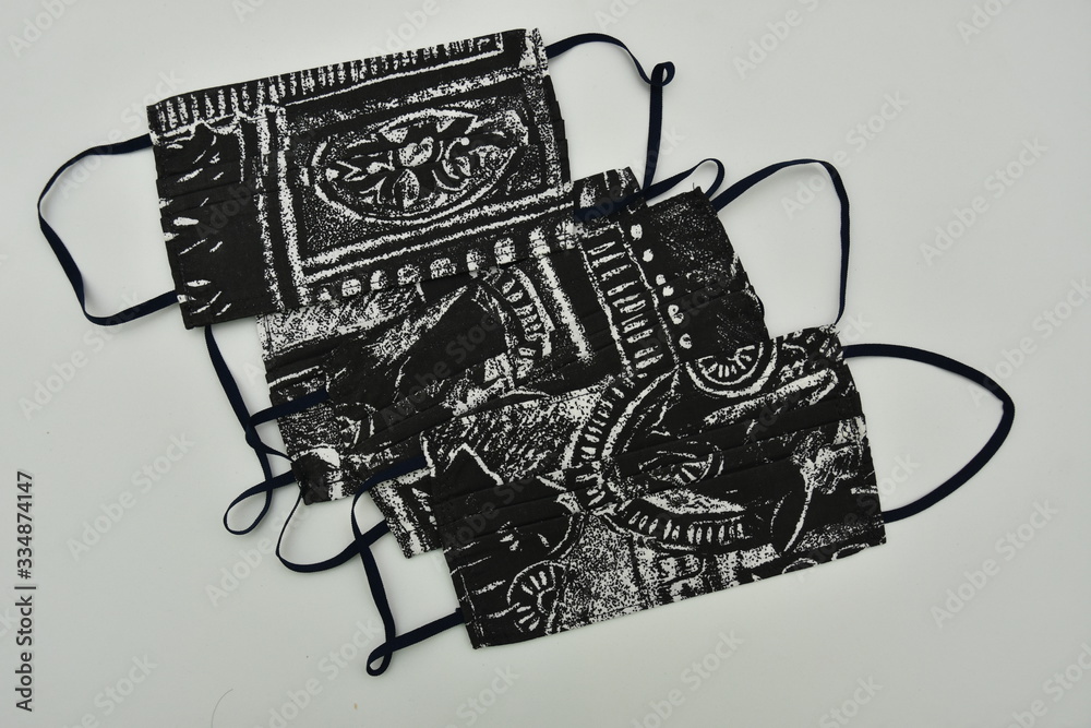 ,Homemade green face Mask -Coronavirus COVID-19 - black & white pattern ,Homemade green face Mask -Coronavirus COVID-19 - black & white pattern