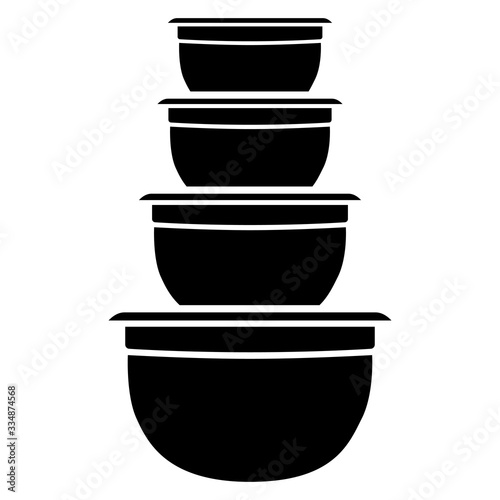 kitchen mixing bowl set in black and white