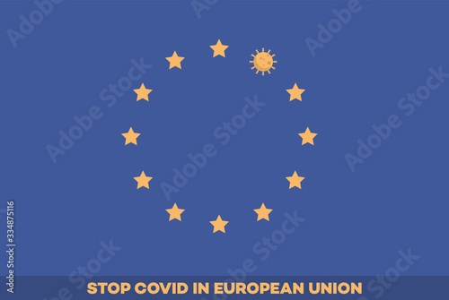 Vector Illustration. European Union fight against covid-19.