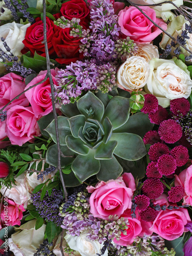 Flower arrangement background with roses