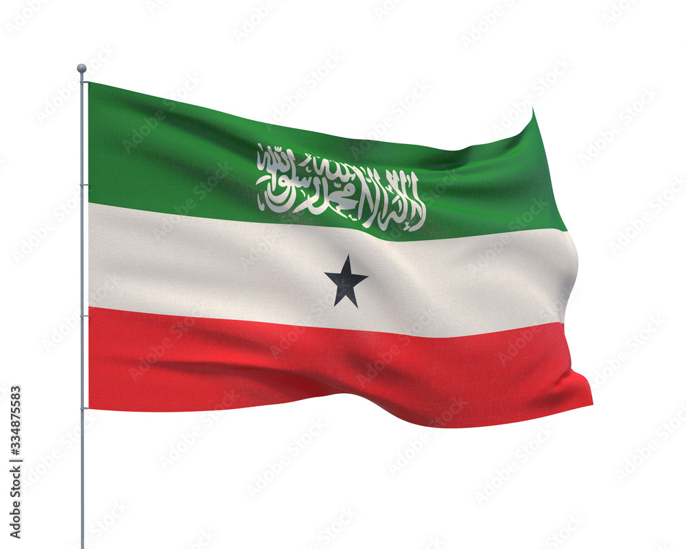 Naklejka premium Waving flags of the world - flag of Somaliland. Isolated on WHITE background 3D illustration.