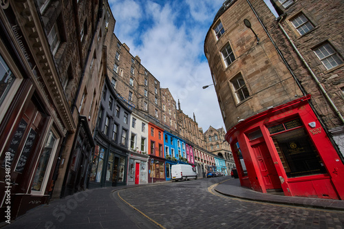 Empty streets of Edinburgh during quarantine of Covid-19: Victoria Street photo