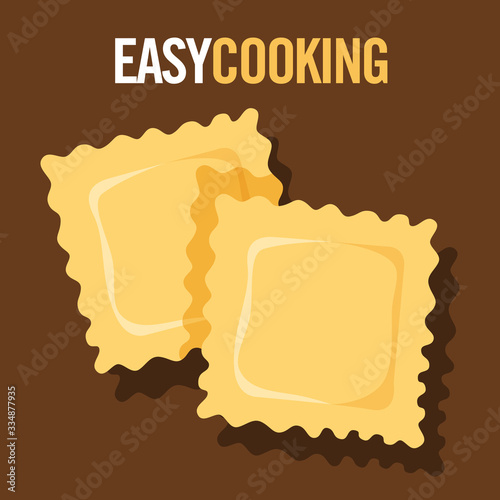 Italian ravioli on brown background