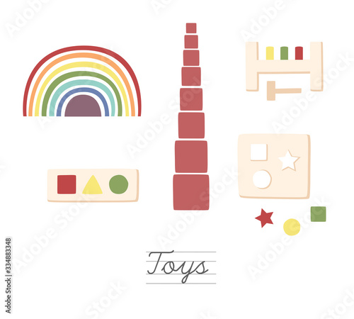 montessori, wooden, toys, shelf, kids, rainbow stacker, pink tower, geometric, school, minimalistic, alphabet, isolated, sign, toy, letter, abstract, icon, symbol, education, illustration, text, color