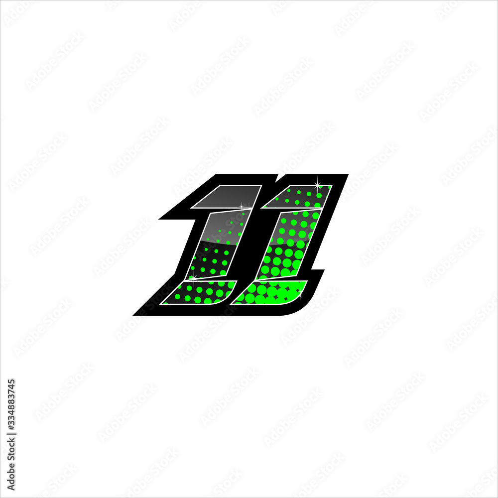 Vector Racing number 11, start racing number, sport race number with