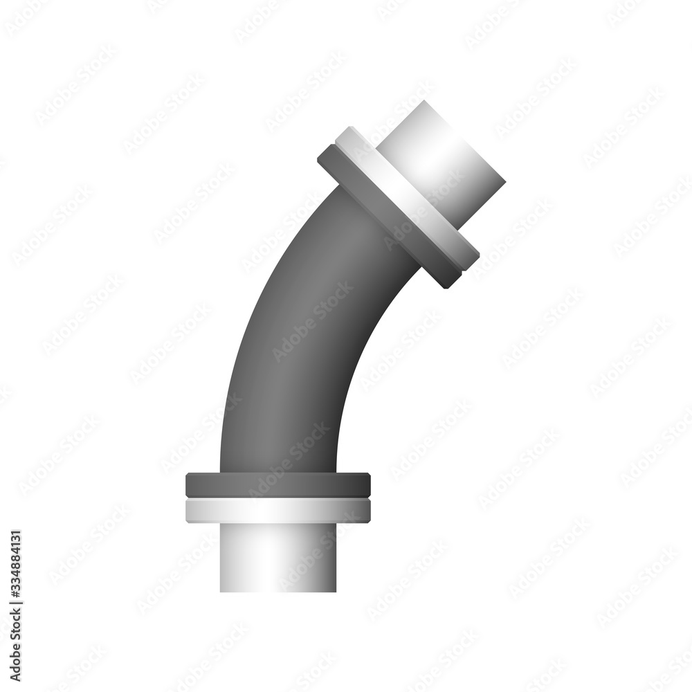 Pipe vector icon. Made from steel or metal connection by flange fitting fixing by screw and bolt. Part for pipeline construction to transport oil and gas in industry, water in plumbing and irrigation. Pipe vector icon. Made from steel or metal connection by flange fitting fixing by screw and bolt. Part for pipeline construction to transport oil and gas in industry, water in plumbing and irrigation.