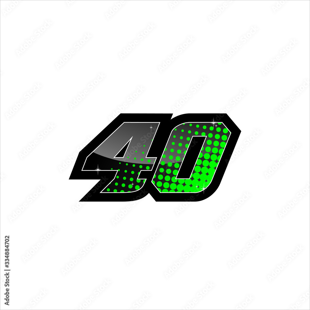 Vector Racing number 40, start racing number, sport race number with ...
