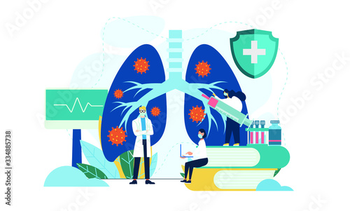 Pulmonology concept. Lungs healthcare persons. Vector flat illustration