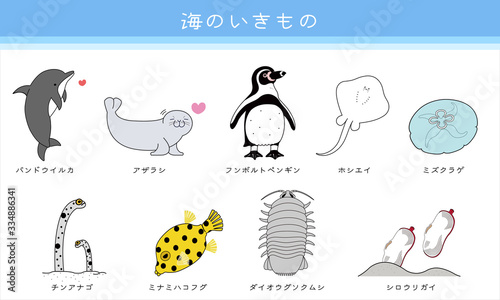 海の生き物イラストセット