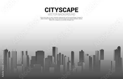 Panorama city Building background with light and shadow. Background for big city and urban life.