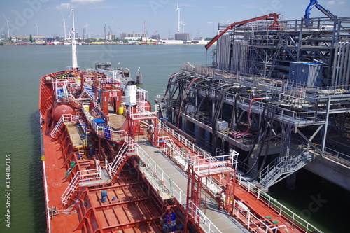 Chemical tanker at terminal