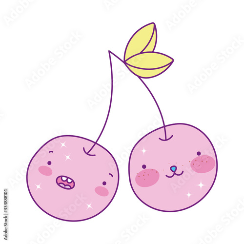 Kawaii cherries cartoons vector design