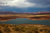 Page, Arizona / USA - August 05, 2015: Panoramic view on famous lake Powell, Page, Arizona, USA