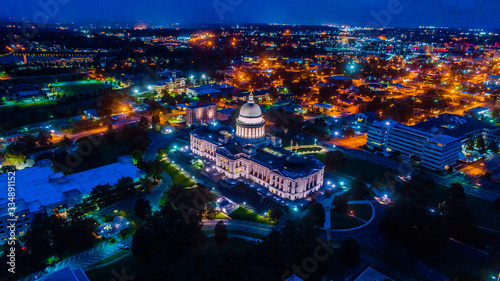 ARKANSAS STATE CAPITOL BUILDING NIGHT CITY LIGHTS