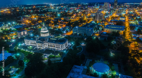 ARKANSAS STATE CAPITOL BUILDING NIGHT CITY LIGHTS