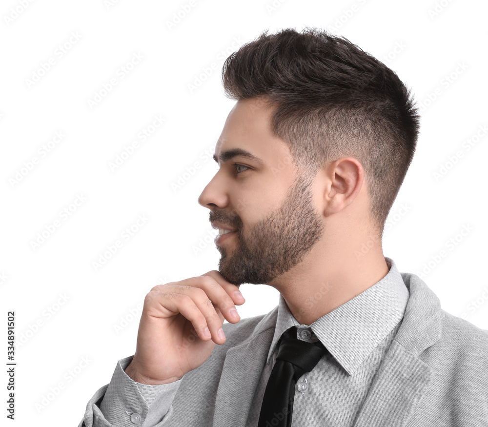 Young businessman in suit on white background Young businessman in suit on white background