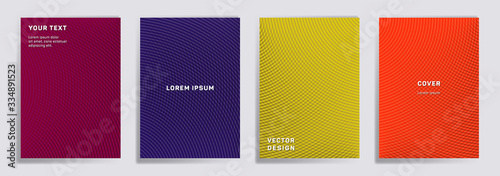 Semicircle lines halftone grid covers vector set.