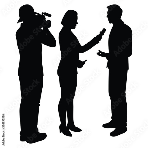 News reporter broadcast people silhouette vector