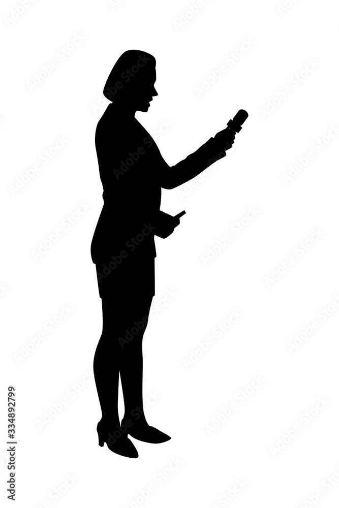Female news reporter silhouette vector