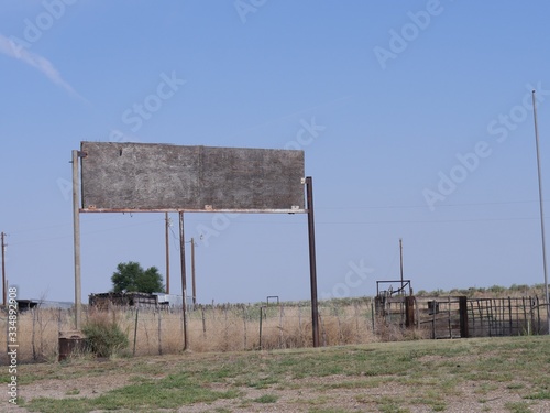 Remnants of structures at a farm in Glenrio, one of America's ghost towns at the New Mexico-Texas border. photo
