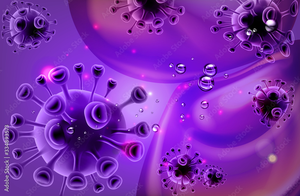 Corona virus disease COVID-19. Microscopic view of a infectious virus. 3D Rendering Corona virus disease COVID-19. Microscopic view of a infectious virus. 3D Rendering