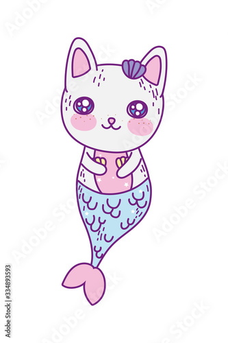 Kawaii cat siren cartoon vector design