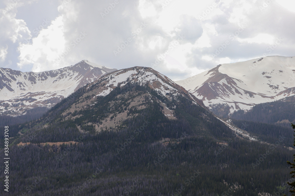 A view of the snow covered peaks in the Colorado mountains