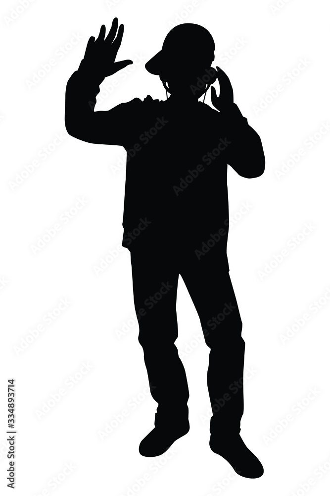 Disc jockey boy silhouette vector Disc jockey boy silhouette vector