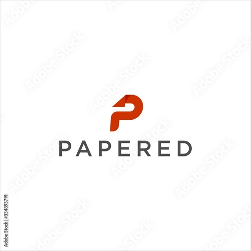 p letter logo design with papered concept vector illustration