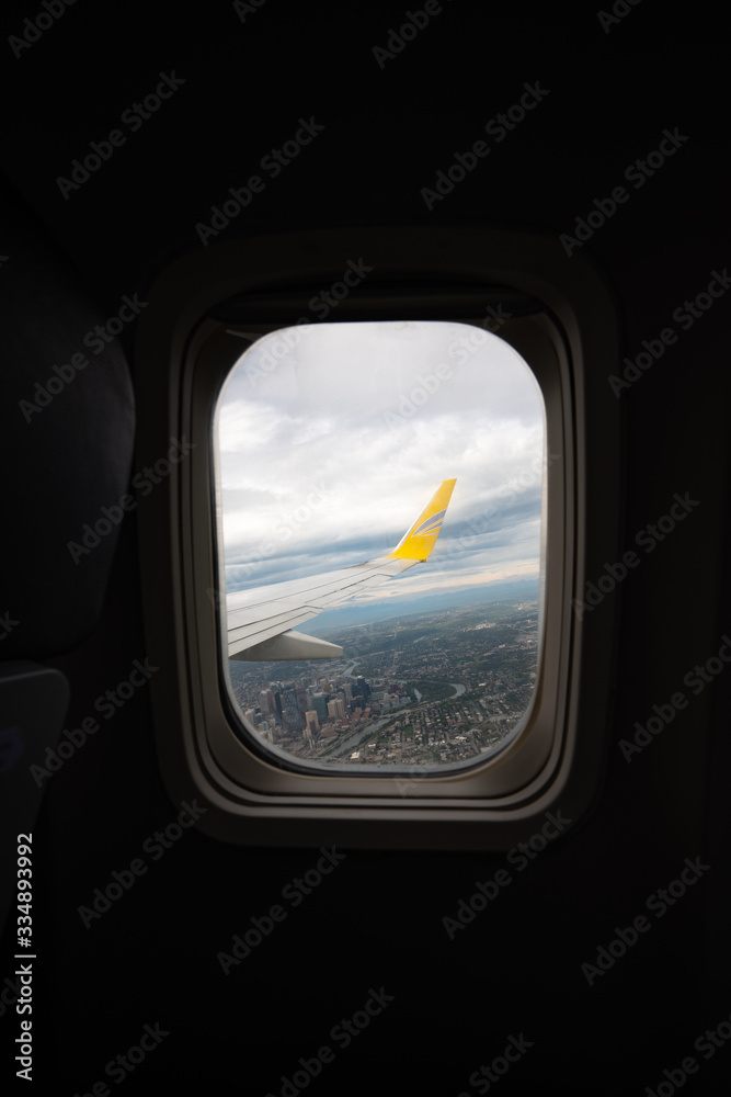 view of urban city from airplane window view of urban city from airplane window