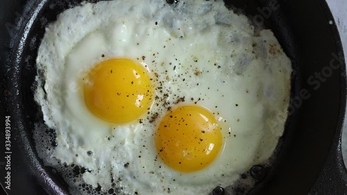 Fried Eggs in a Cast Iron Skillet