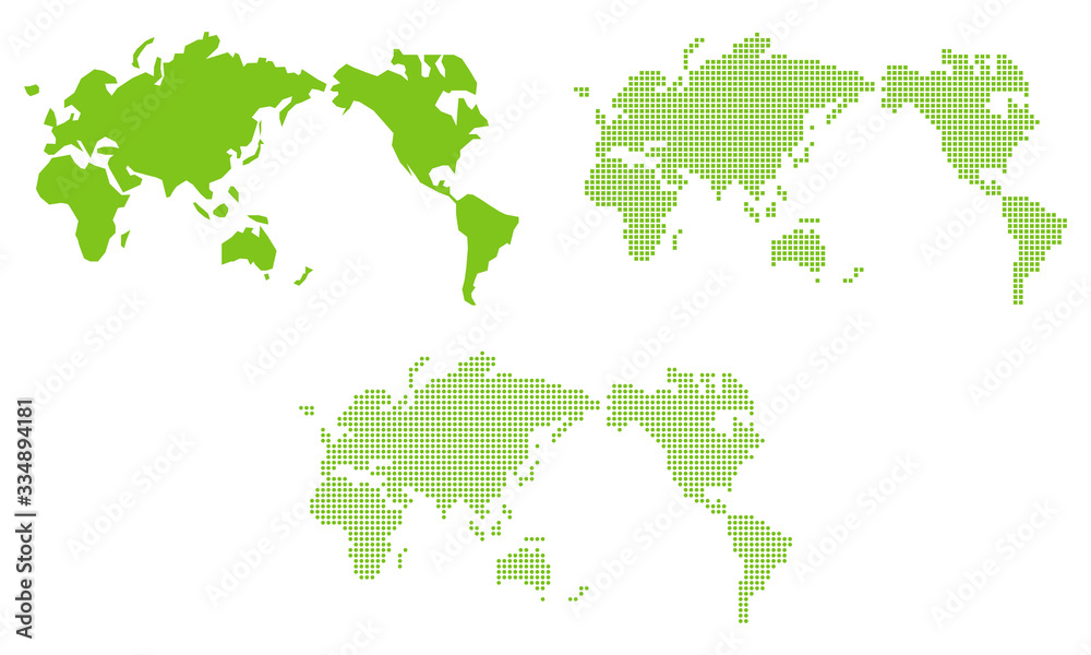 簡易世界地図　四角ドット・丸ドット
