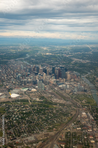 aerial view of the Canadian city during cloudy weather 